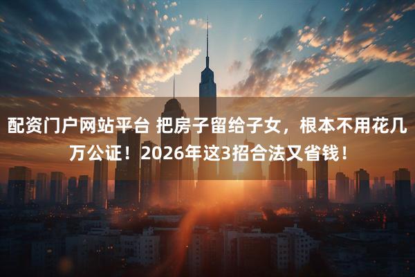 配资门户网站平台 把房子留给子女，根本不用花几万公证！2026年这3招合法又省钱！